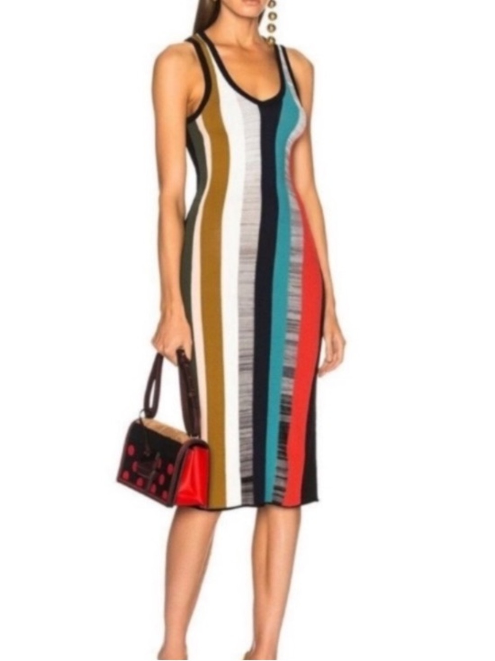 Cinq a Sept Stara Striped Sleeveless Midi Summer Dress Small Like New